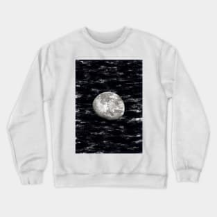 Partial Moon By Night Black & White. For Moon Lovers. Crewneck Sweatshirt